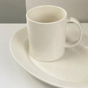 바닐라 빈 머그컵 오발 플레이트 시리즈 반광 다용도 접시 컵
